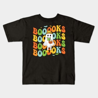 Booooks Cute Ghost reading a book Funny Book Lover Halloween Gift Kids T-Shirt